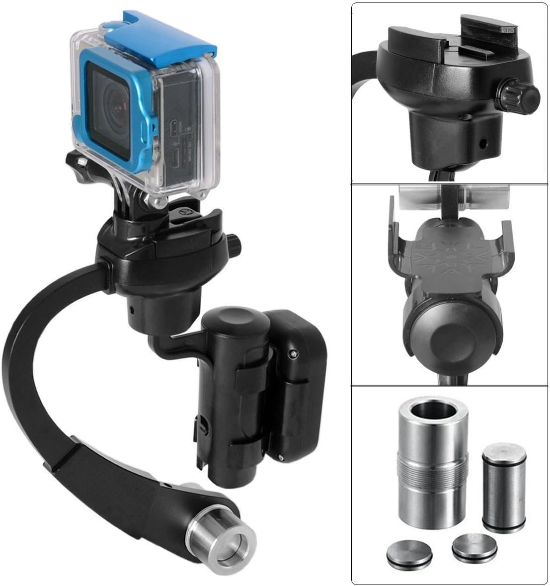 3-Axis Inertia Gyro Stabilizer W GoPro Grip Handle Stabilizer GoPro Gimbal Video Stabilizer Support for DSLR Cameras GoPro/Hero 4/3+/ 3 (Black)