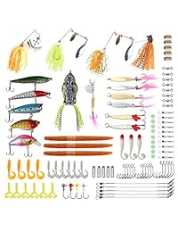 RUNCL señuelos de pesca, cebos de pesca con cebos de crankbaits Spinnerbaits cucharas de pesca Topwater Frog Goma Gafas Jigs y caja de aparejos para agua salada fresca Bass&Bedding Bass Trout Salmon