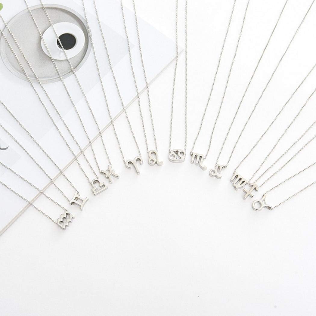 UpBeauty Women Fashion 12 Constellations Necklace Alloy Pendant Clavicle Chain Jewelry Pendant Necklaces