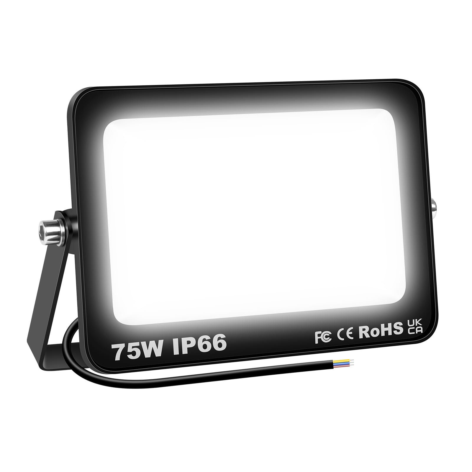 SKYWORLD 75W Outdoor LED Flood Light, 7500 Lumens Super Bright LED Floodlights, IP66 Waterproof Security Lights, 6000K Daylight White for Garden Yard Backyard Garage Lawn Patio Warehouse