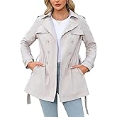 Xukiki Women Reversible Trench Coat Lightweight Jacket Long Hooded Overcoat Windbreaker Outdoor Raincoat
