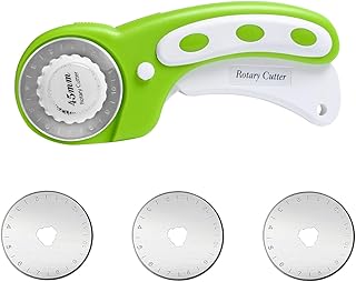 KATELUO Rollschneider Set,45mm Stoffschneider Rollmesser,4 Ersatzklingen Rundklingen Set für Schneideunterlage, Papierschneiden,Faserschneiden, Filmschneiden Näharbeiten & mehr (Grün)