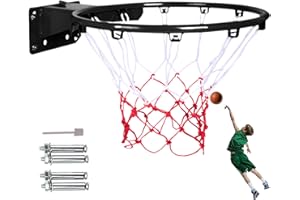 14 inch Wall Mounted Basketball Hoop, Adjustable Height Basketball Rim, Shockproof Basketball Ring with Spring for Children I
