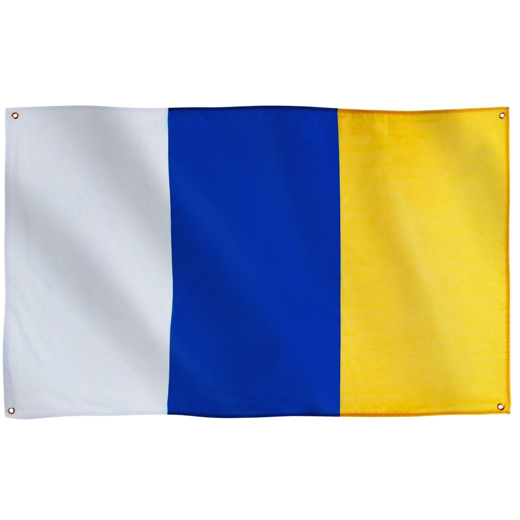 Runesol Canary Islands Flag, 91x152cm, 3ft x 5ft, 4 Grommets, Eyelet In Every Corner, Islas Canarias, Ilhas Canárias, Premium Flags, Inside, Outside, Vivid Colours, Labour Day — image 1