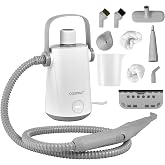 COSTWAY Handheld Multipurpose Steam Cleaner, with 300ml (10.2oz) Water Tank | Extended Hose &amp; Extra-long Cord, Portable Heavy Duty Steamer for Garment, Windows, Tires, 10 Piece Accessory Set (Grey)