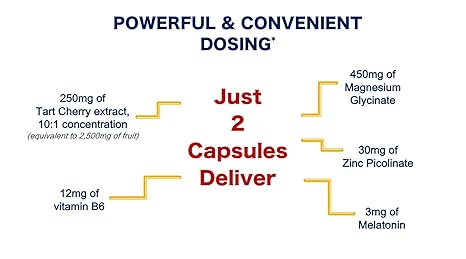 Magnesium Glycinate, Tart Cherry Extract, Zinc, B6 & Melatonin. Helps Workout Recovery & Healthier Sleep Cycles for a Deeper Rest.: Health & Personal Care