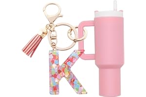 Altally Mini Tumbler Keychain Chapstick Holder,Cute Stanley Cup Charms For Backpack Initial Letter Keychains For Women Girls