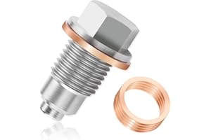 OFBAND M12x1.25 Magnetic Oil Drain Plug & 5PCS Oil Drain Plug Gasket,Stainless Steel Engine Oil Drain Plug Replacement OEM#0924712101,06331-35012,Compatible with Toyota Lexus Arctic Cat