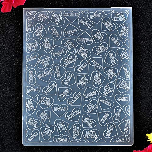 Kwan Crafts Heart Love XOXO Hello KISS Plastic Embossing Folders for Card Making Scrapbooking and Other Paper Crafts, 12.1x15.2cm