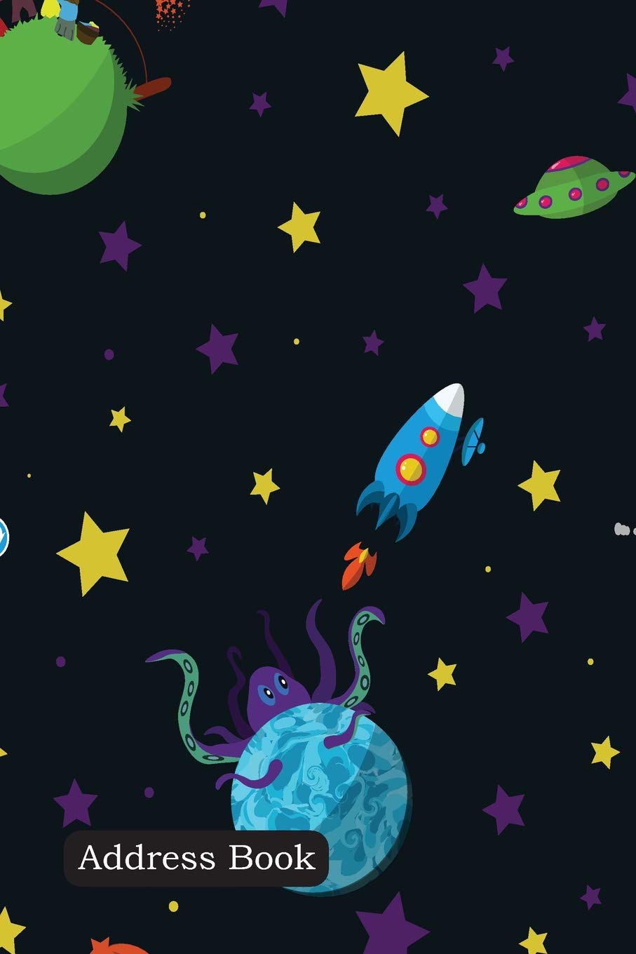 Address Book: Include Alphabetical Index With Seamless space pattern cover