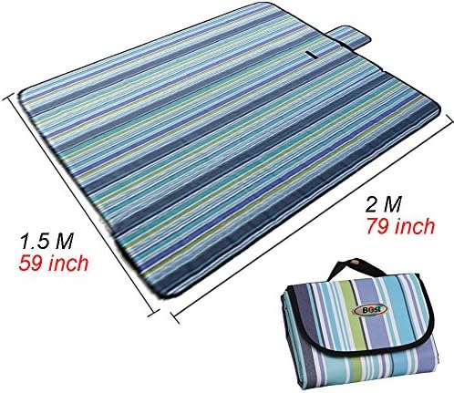 B1ST 2016 Picnic Mat Outdoor Waterproof Beach Blanket Tote Moisture-proof Rug Light Weight Portable Foldable Camping Pad,Baby Crawling Children Play Folding Grass Mat Blue 1.52M(79" x 59" )