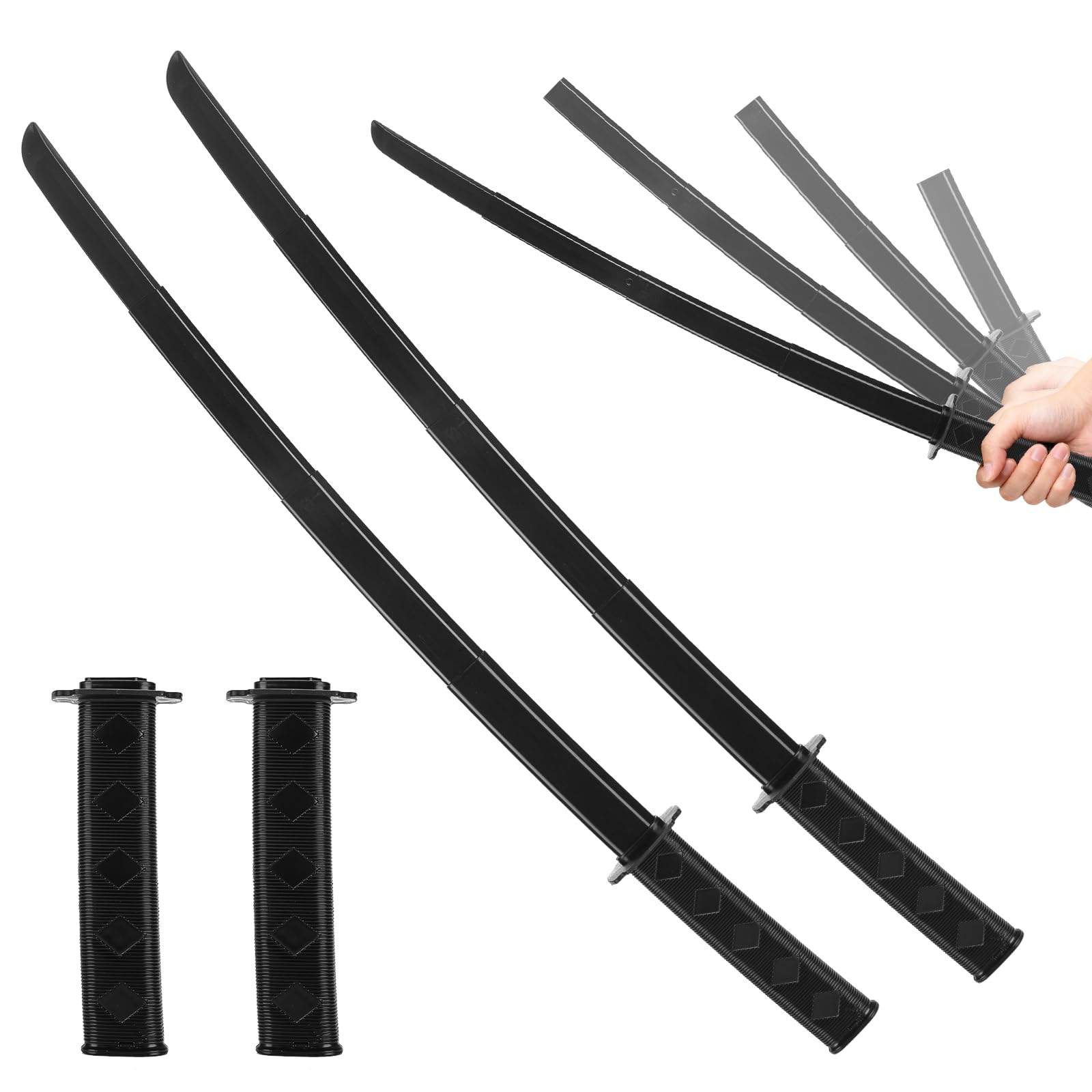 Photo 1 of 2Pcs 3D Printed Gravity Retractable Samurai Sword Model Toys, Telescopic Plastic Fake Katana Sword Toy, Ninja Martial Arts Weapons for Play Fighting, Halloween Cosplay, Samurai Costume Accessory