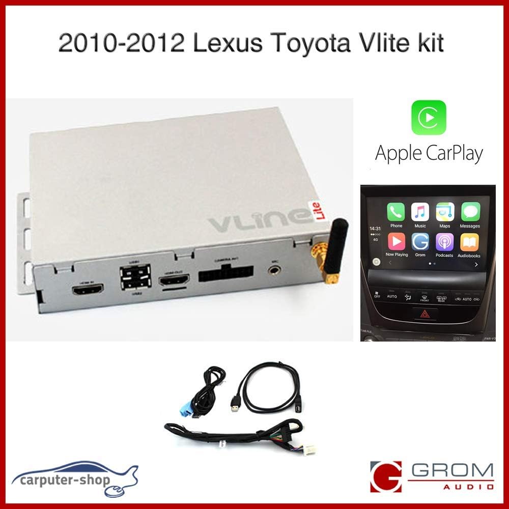 GROM Audio VLite (VT1-LEX6) Smart Phone Mirroring kit with CarPlay, Bluetooth, USB Media & Camera inputs - Compatible with select Lexus Toyota vehicles 2010-2012