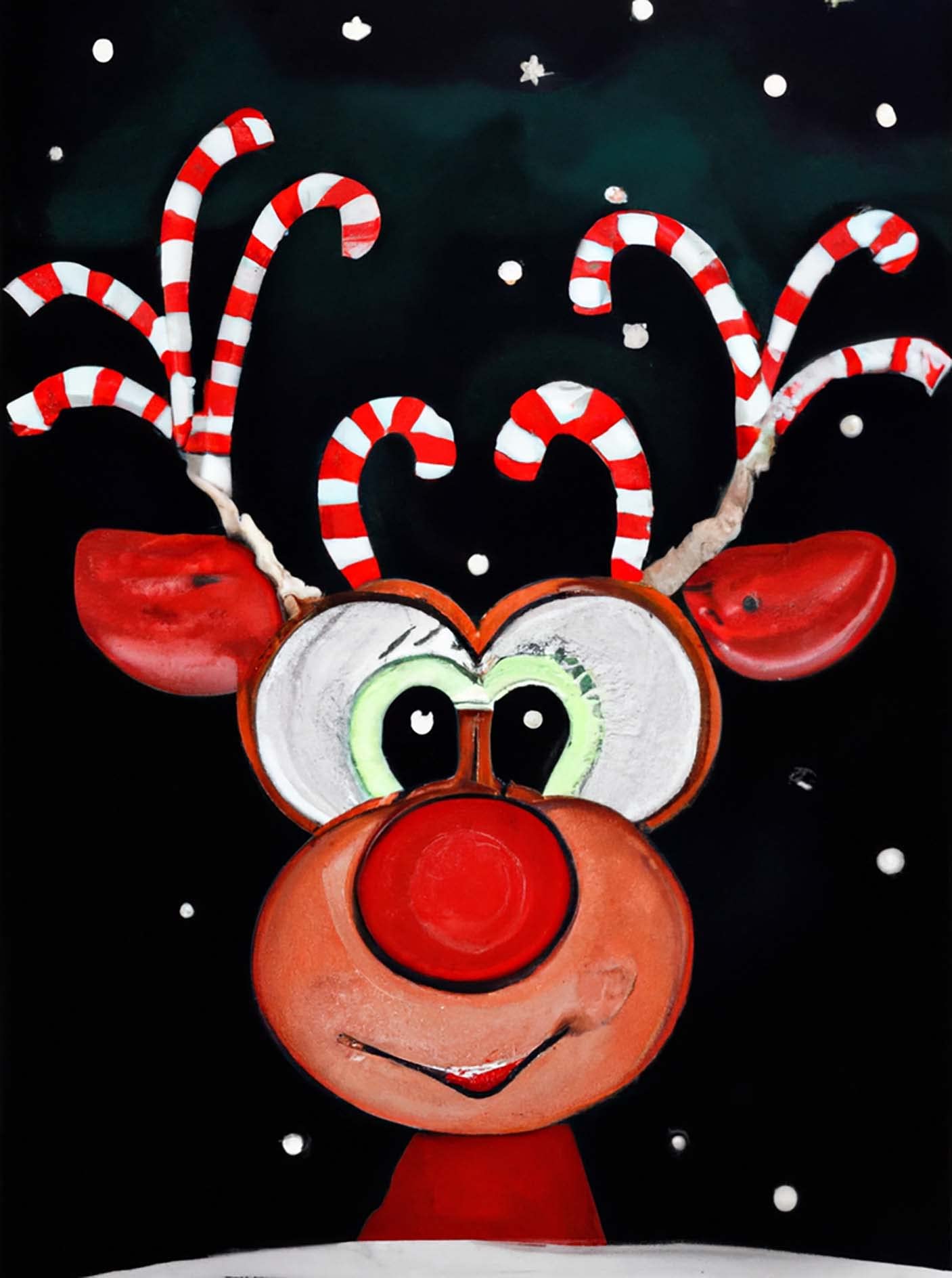 Zariocy 5D Christmas Diamond Painting Deer Kits, Diamond Art Kits Watching Deer Paint by Numbers Round Full Drill Rhinestone Crystal Embroidery Cross Stitch for Home Wall Decoration 30x40 cm