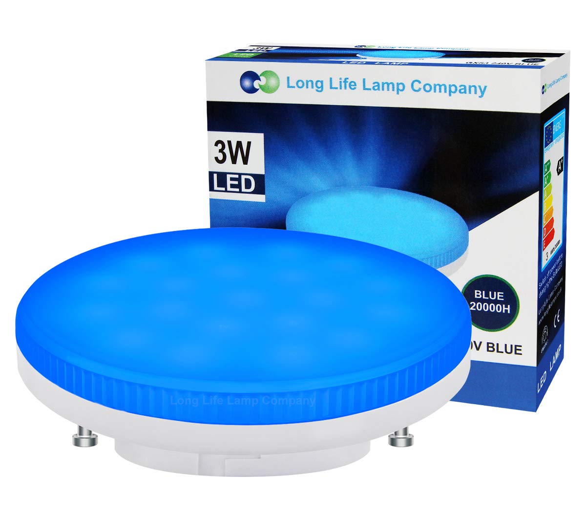 Long Life Lamp Company 3watt Blue GX53 LED Light Bulb Replacement for CFL Round
