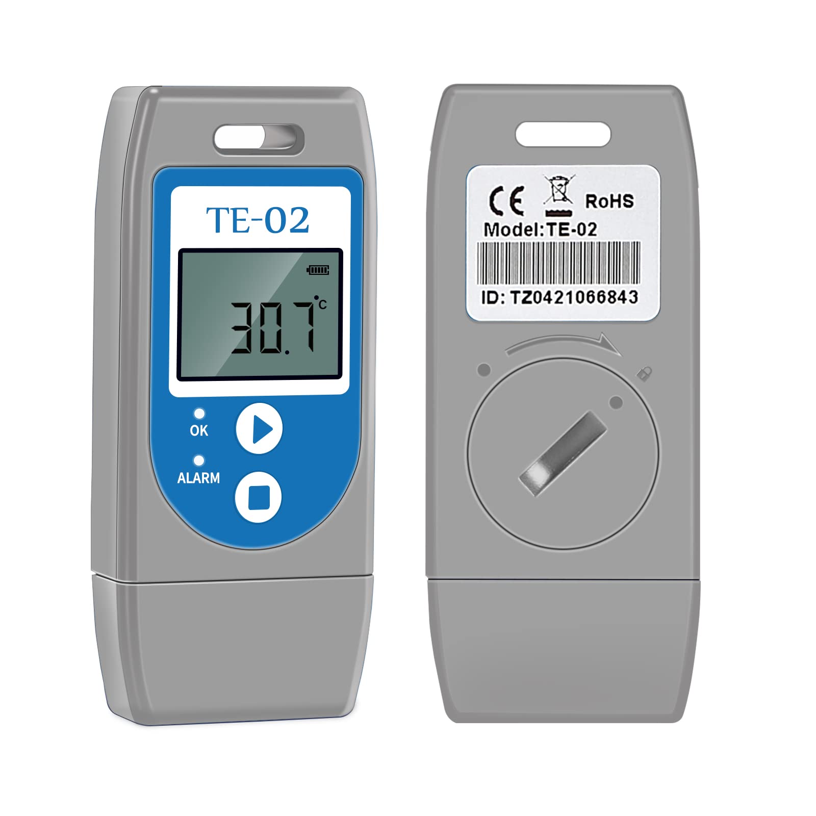 TE-02 Temperature Data Logger with LED Indicator Lights,Auto-Generated PDF/CSV Reports includes MKT, Alert, Temperature Graph, Temperature Recorder for Shipping Temperature-sensitive Products (1)