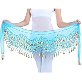 Lauthen.S 128 Coins Belly Dance Hip Scarf Tribal Belt Halloween Genie Costume Accessory
