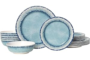 AELS Melamine Dinnerware Set of 18 Pcs Dinner Dishes Set, Lightweight Unbreakable for Indoor and Outdoor Use, BPA Free, Dishw