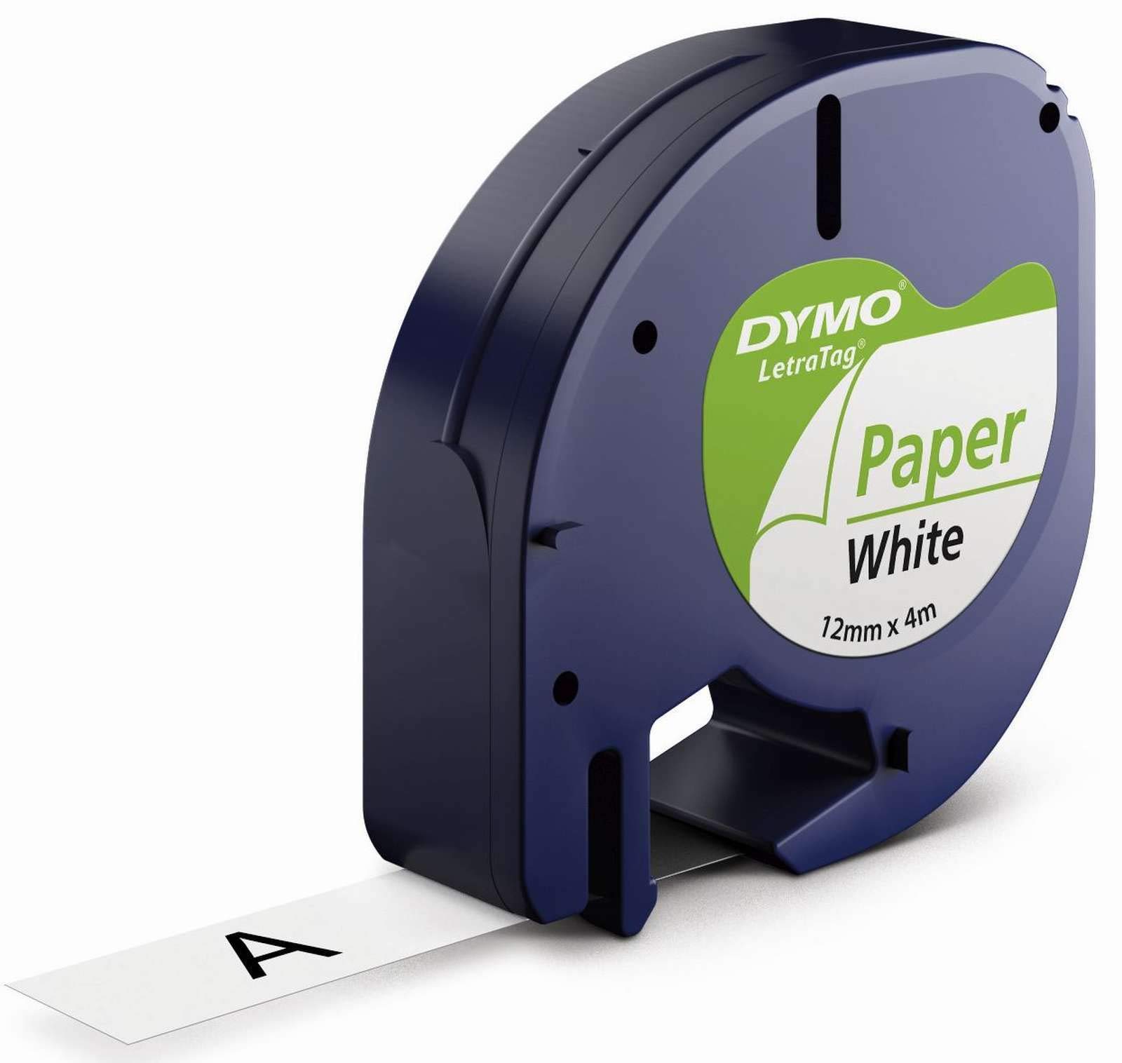 DYMO S0721510 - PAPER TAPE 12MMX4M - BLACK/WHITE IN