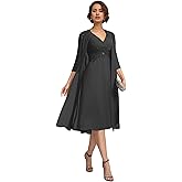 Tea Length Mother of The Bride Dresses for Women Long Sleeve Grandmother of Bride Dress with Jacket