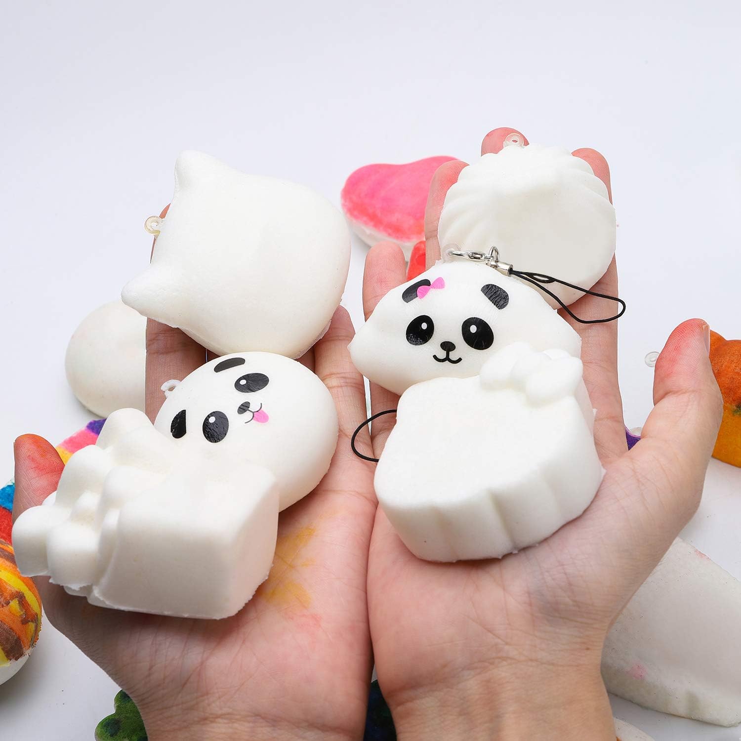 WATINC Random 30Pcs DIY Animals Squeeze Toys for Kids White Mini Squeeze Toys Creamy Slow Rising Kawaii Soft Food Education for Keychains Phone Straps Bonus Few Lanyard Random Stickers - Image 4