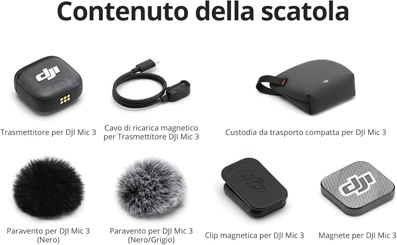 Trasmettitore DJI Mic 3, mini mic wireless per iPhone/fotocamera/Android