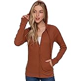 Urban Look Women's Casual Light Weight Thermal Zip Up Hoodies