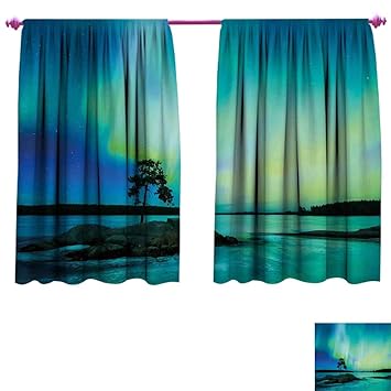 Amazon Com Aurora Borealis Room Darkening Wide Curtains Single