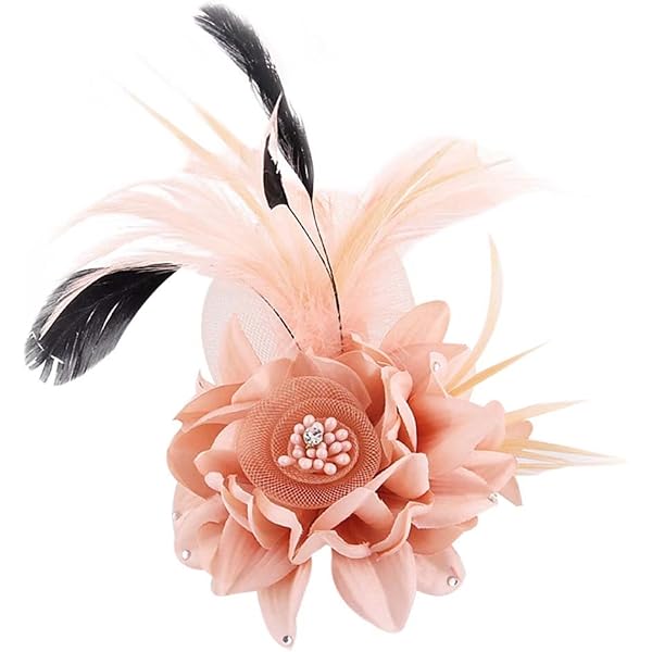 Song Qing Women's Fascinator Hat - Flower Feather Brooch Pin For Wedding, Tea Party, Derby Events