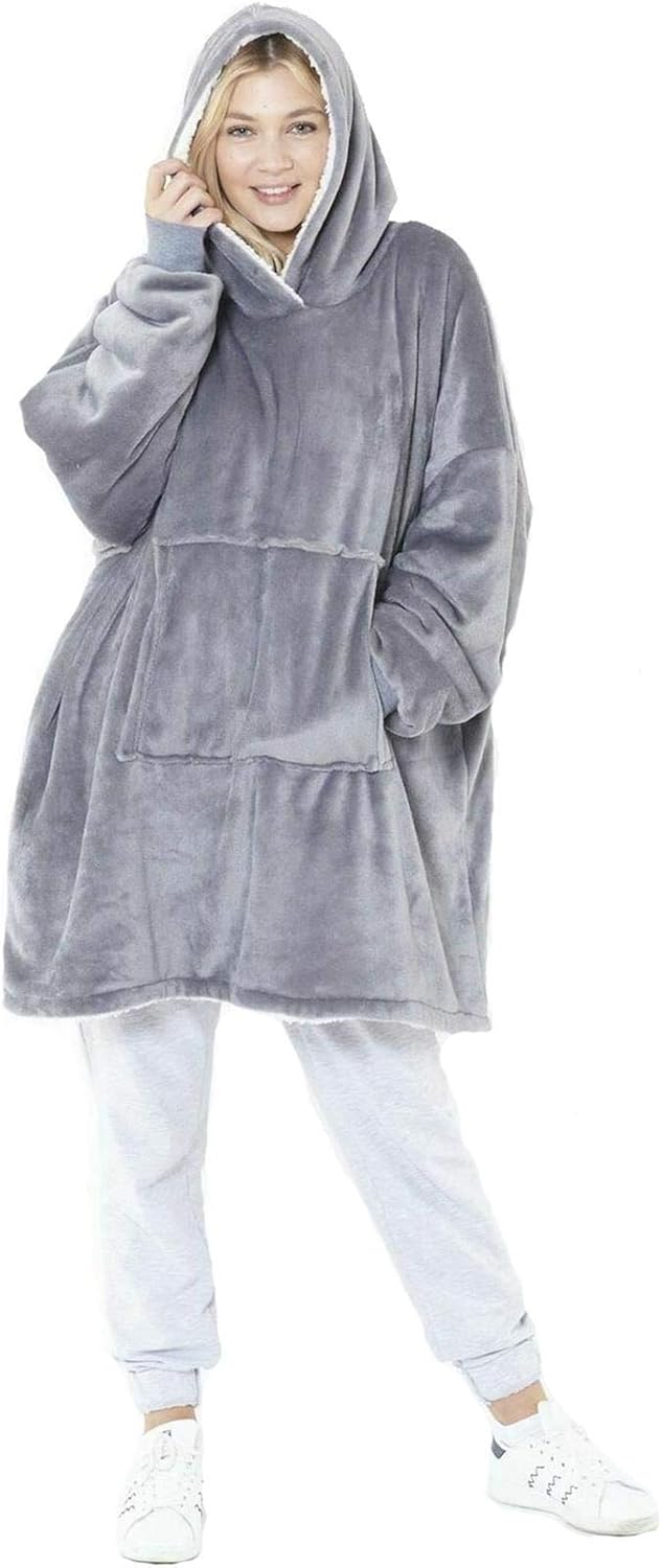 Islander Fashions Unisex Oversized Cosy Reversible Hoodie Adults Winter