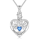 Sterling Silver Tree of Life Heart Urn Necklaces for Ashes - Cremation Memorial Jewelry Keepsake Pendant Necklace with Birthstone