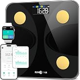 Scale for Body Weight and Fat Percentage, RunStar Digital Accurate Bathroom Smart Scale with Large Display, FSA&amp;HSA Eligible 13 Body Composition Analyzer Sync App, Black Gold