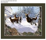 REALTREE COTTON FABRIC SOLD BY THE PANEL-REAL TREE COTTON FABRIC-REALTREE WINTER SCENE RUNNING DEER COTTON FABRIC PANEL