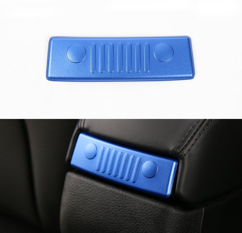 KUJOOY Blue Aluminum Armrest Storage Box Rear Cover Decor for Jeep Renegade 2015 2016 2017 2018