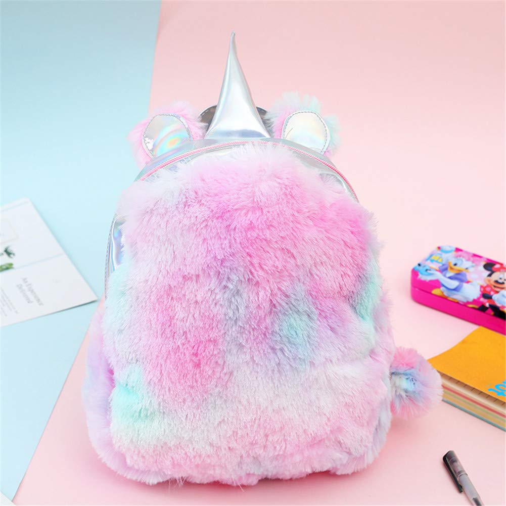 Fanovo Cute Plush Unicorn Backpack, Mini Unicorn Backpack, 3D Unicorn Backpack, Soft Rainbow Backbag Sweet Girls Daughter Gifts 12 inch Bag (Style 3 - 12\'\')
