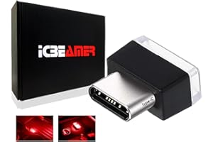 ICBEAMER Type C Adapters Atmosphere Light, [Color: Red] | Universal Plug-in Miniature Night Light for Car Interior and Trunk Ambient Lighting, Easy Installation, Energy Efficient LED Technology