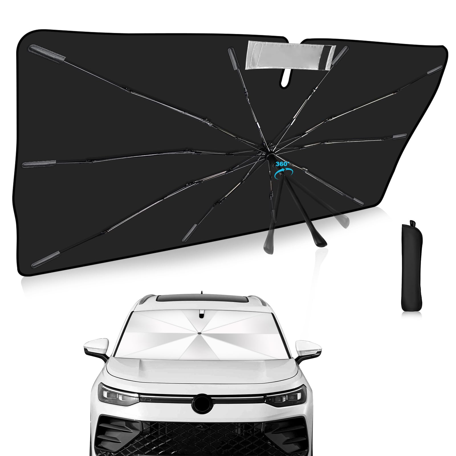 Photo 1 of 2025 Upgrade Windshield Sun Shade Umbrella Custom Fit for Volkswagen Tiguan 2018-2025 Foldable UV Protection Car Cover, Emergency Rain Shield & Dashboard Protector - Durable Auto Accessory