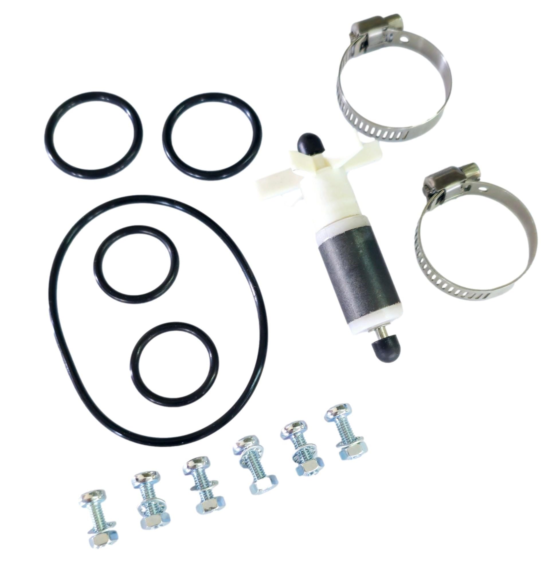 T&P Supplies Compatible Lay Z Spa, Salu Spa, Coleman, Water Pump Repair Kit; 5 Pump Seals & Impeller, Shaft, Thrust Washers & Bungs. New Pump Housing Screws & 2 x Hose Clips. Repair Part #58113.