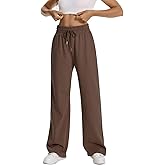 Auriviz Womens High Waisted Drawstring Sweatpants Straight Leg Pants Side Hidden Pockets Sweat Pants 30‘’ Inseam