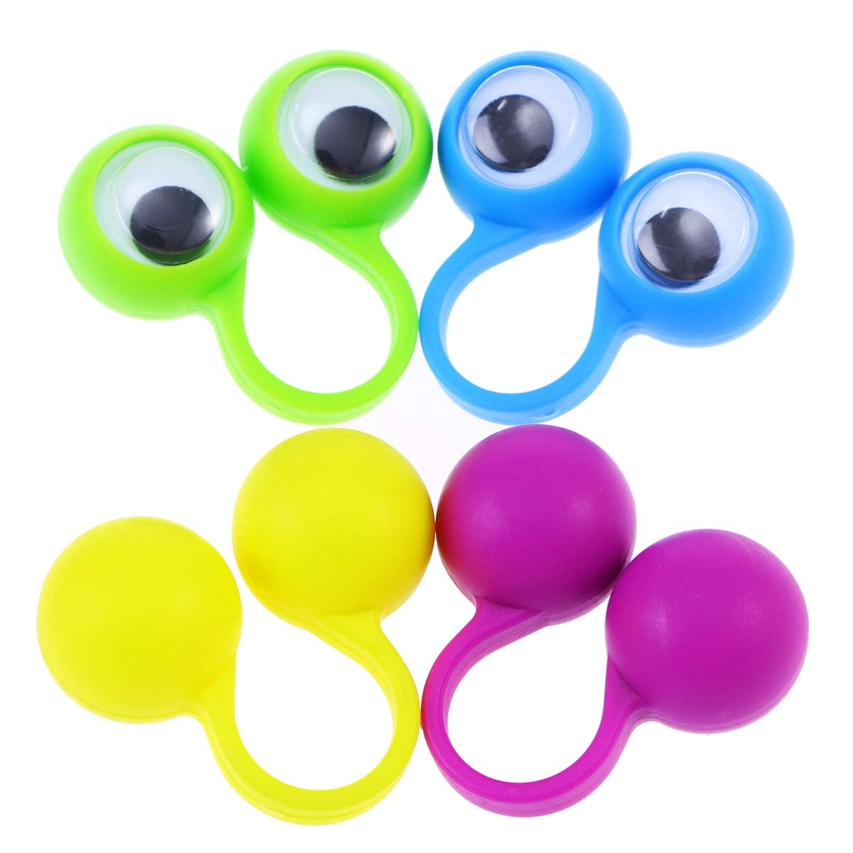 HEALLILY Classroom Reward 50pcs Monster Finger Puppets, Googly Eye Rings, Funny Wiggly Eyeball Finger Puppets for Kids (Random Color)