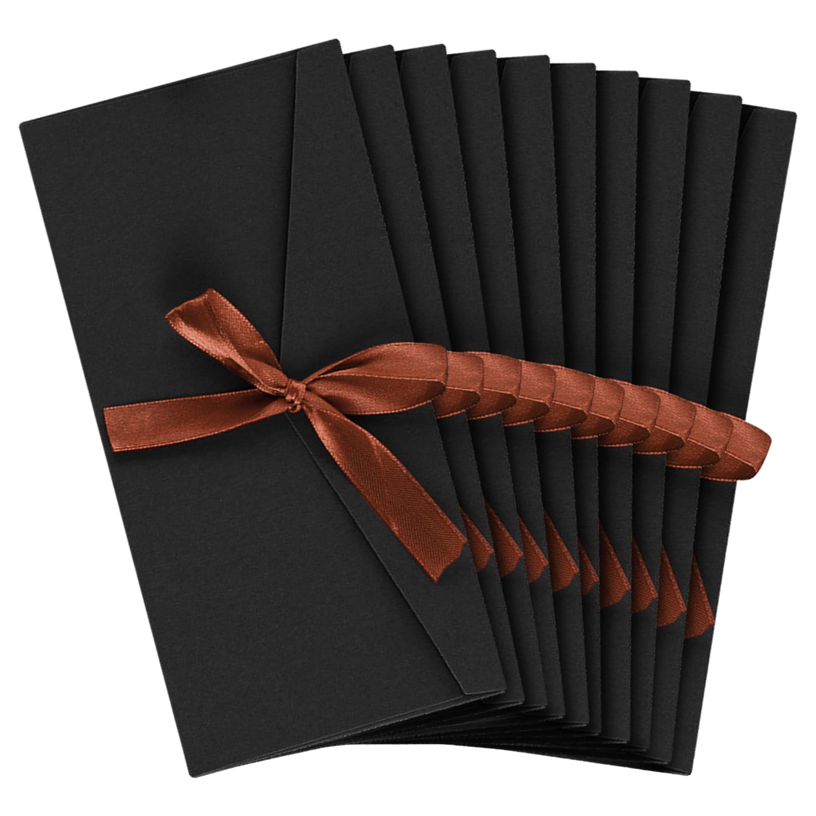FUIPVGI 10 Pack Gift Envelopes with Ribbons - Retro Kraft Buckle Envelopes - Vintage for Invitations, Greeting, Mother's Day, Thanksgiving, Valentine's Day (Black)