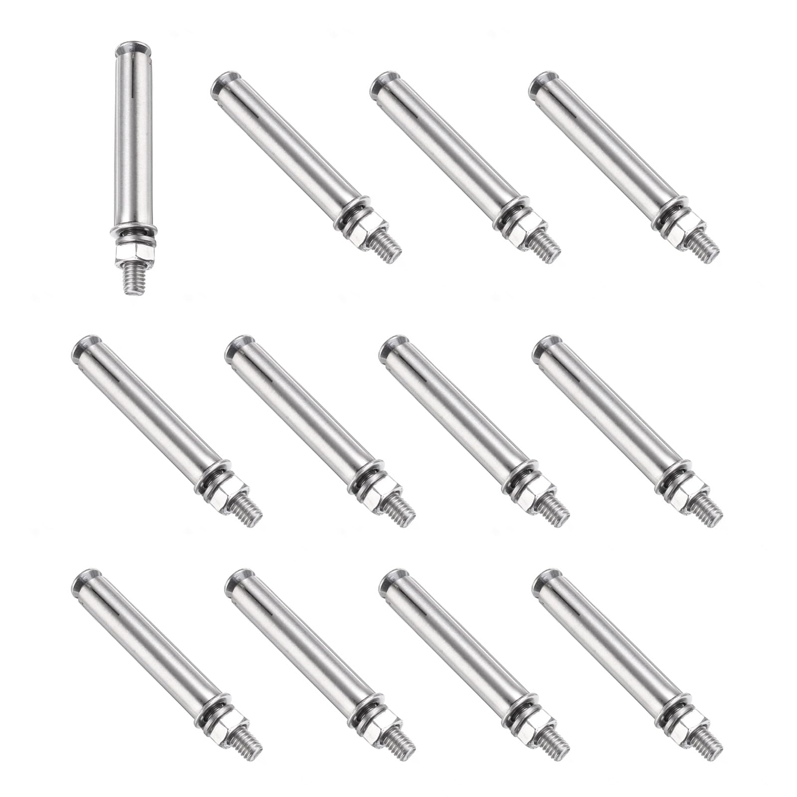 PATIKIL M6 x 70mm Expansion Bolts, 12Pcs 304 Stainless Steel Expansion Screw Bolts Sleeve Anchoring Fastener for Wall Concrete Brick Wall Drywall Air Conditioner, Silver