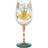 Enesco Lolita Designs Birthday Queen You Rule Hand-Painted Artisan Wine Glass, 15 Ounce, Multicolor