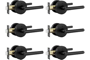 Goldenwarm Black Door Handle Interior, Zinc Alloy Heavy Duty Matte Black Interior Door Handles for Bedroom Bathroom, Modern Round Privacy Door Levers (6 Pack)