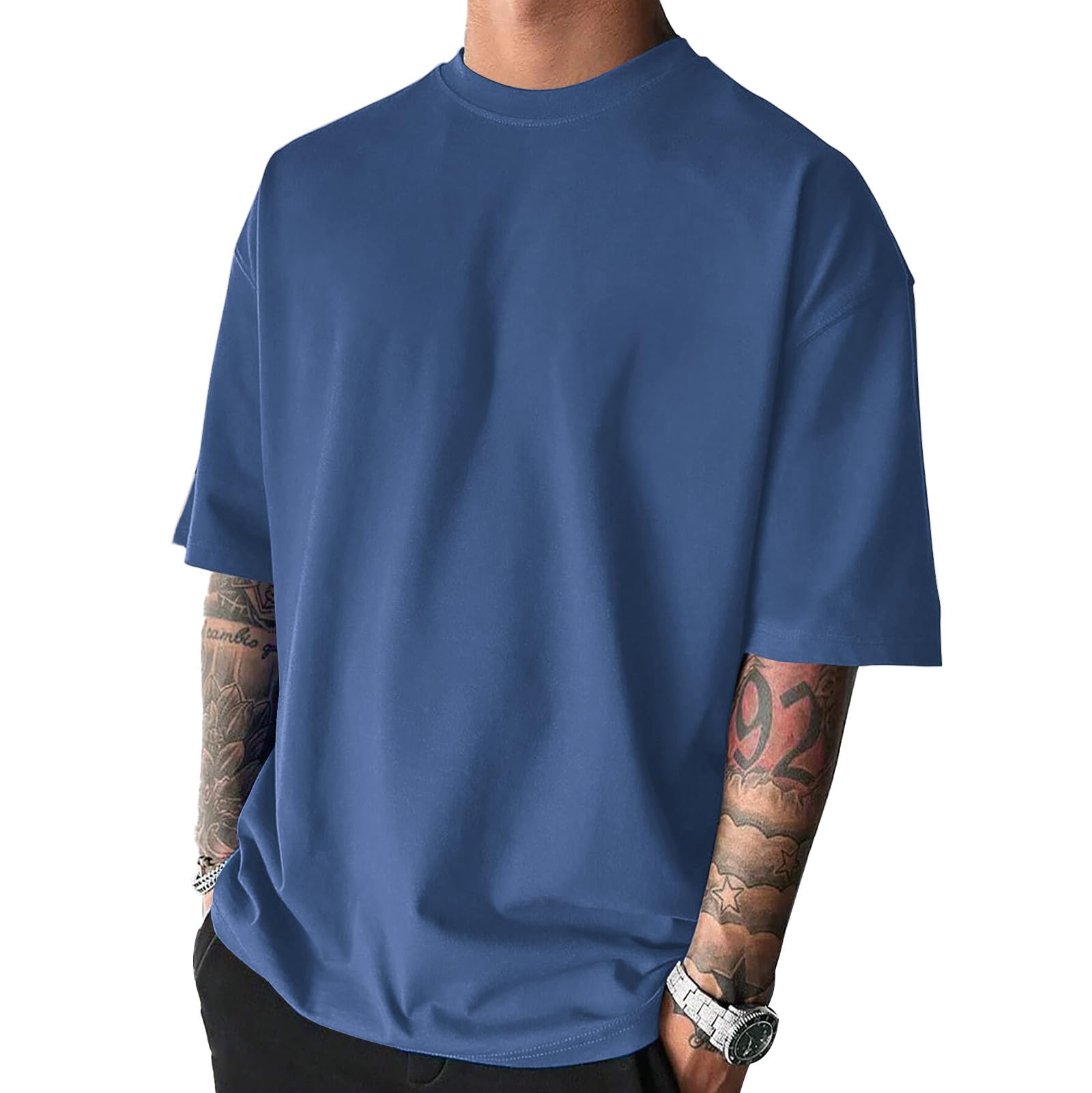 Photo 1 of Men's Fashion Oversized Tshirts Workout Short Sleeve T-Shirt Dry Fit Lightweight Crewneck Tee Tops