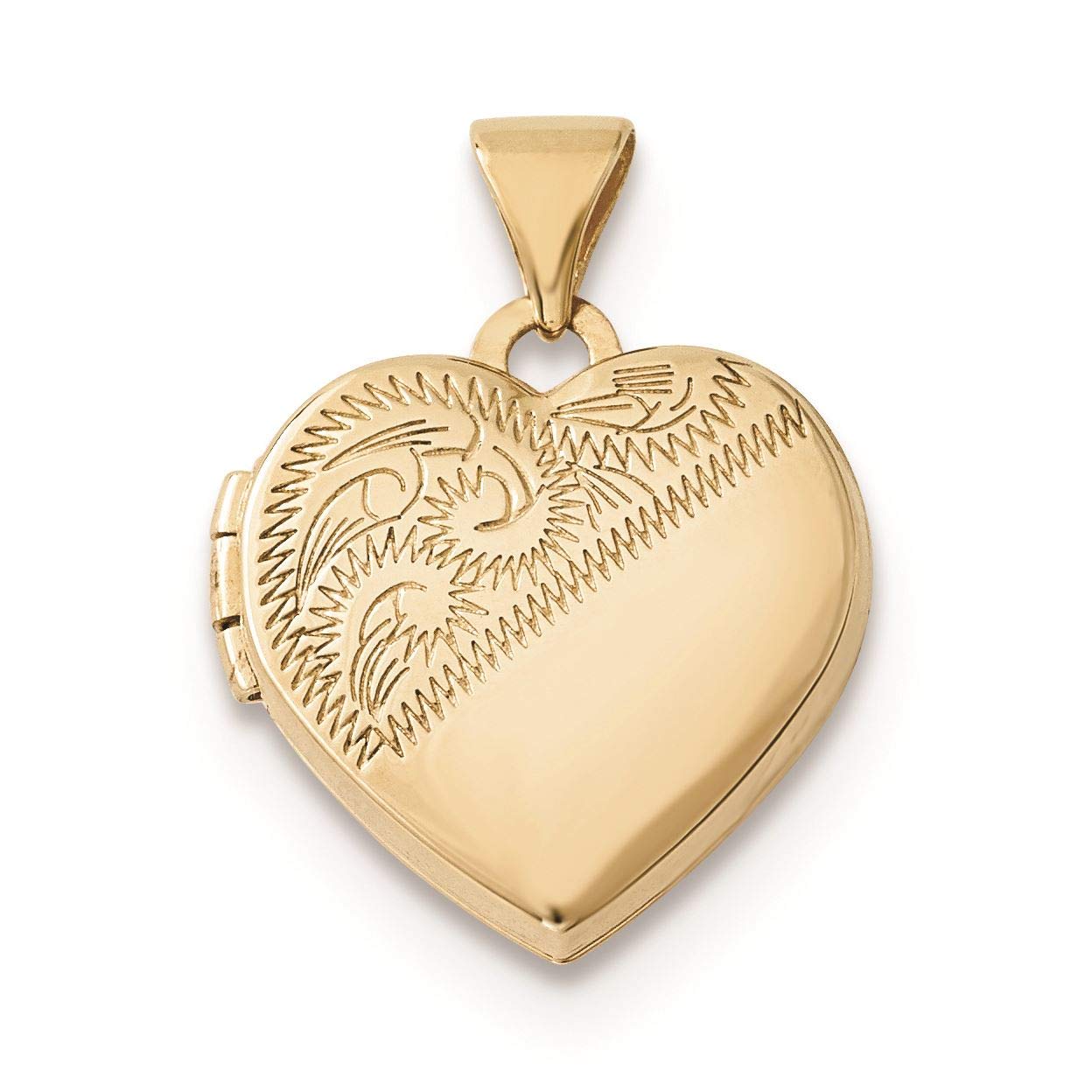14K Yellow Gold Heart Locket Charm Pendant