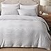 PURE ERA Cotton Jersey Knit Duvet Cover Set 1 Comforter Cover and 2 Pillow Shams Soft Comfortable White and Black Stripes Queen Size