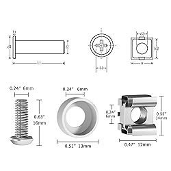 M6 x 16mm Rack Mount Cage Nuts, Screws and Washers