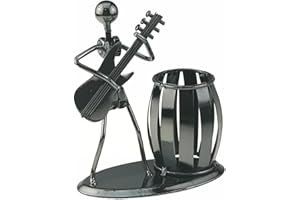 Music Iron Man Art Steel Pen Container Holder Pencil Cup Pot Secretary Desktop Music Decoration Toy Gift (C164 Electric Guita