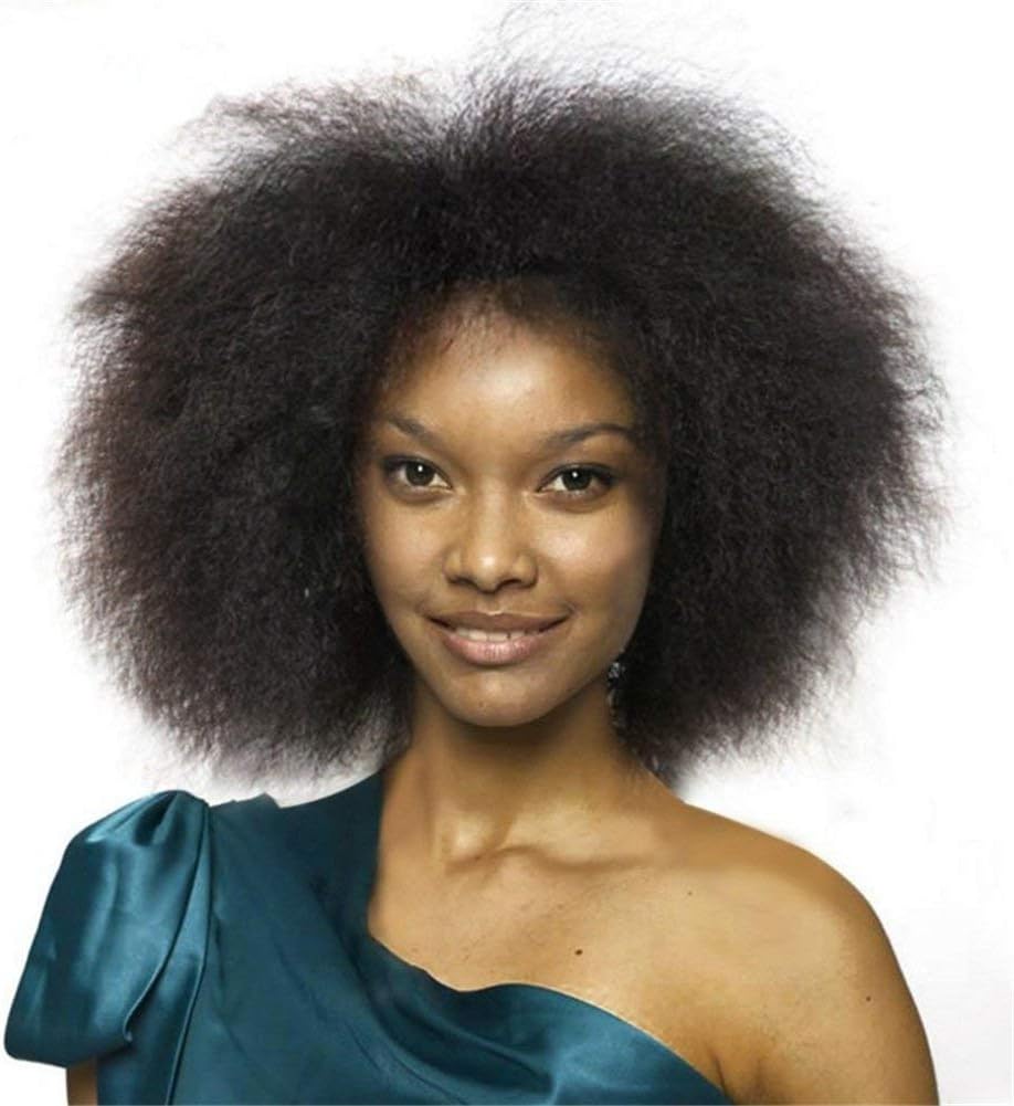 Amazon Com Fmezy Afro Kinky Curly Straight Hair Wigs Naturalblack Short Hair Wigs Forblack Women Heat Rssisant Fiber With Free Wig Cap Sports Outdoors